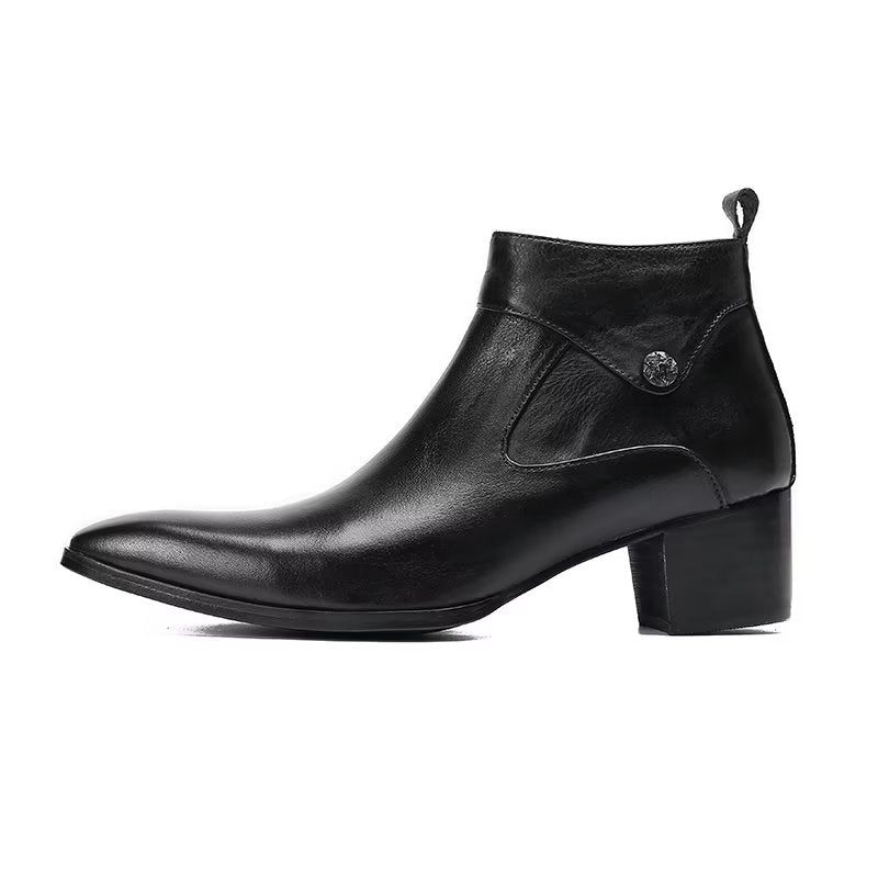 Herrstövlar Chic Leather Square Toe Dress Boots - Svart