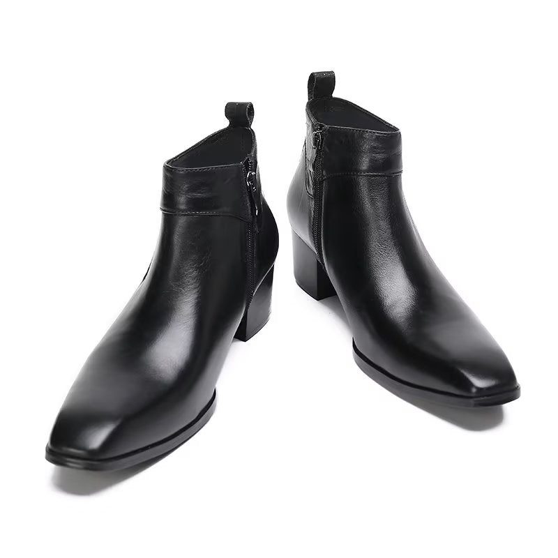 Herrstövlar Chic Leather Square Toe Dress Boots - Svart