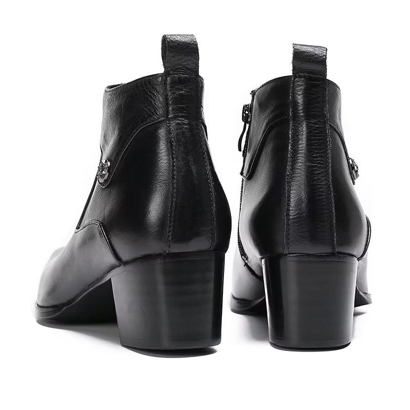 Herrstövlar Chic Leather Square Toe Dress Boots - Svart