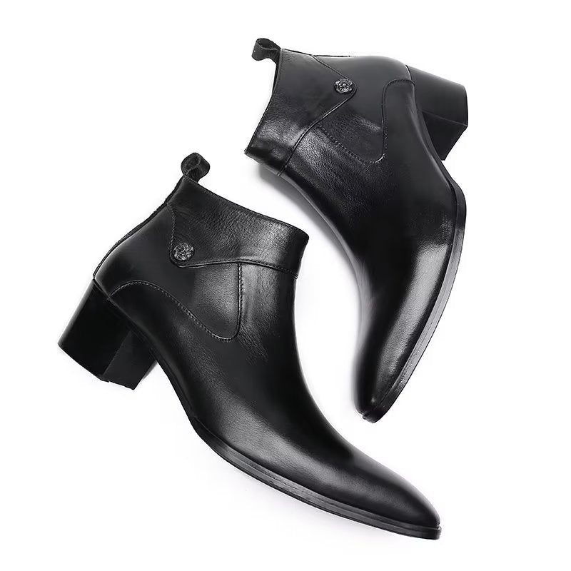 Herrstövlar Chic Leather Square Toe Dress Boots - Svart