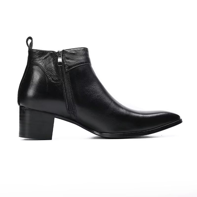 Herrstövlar Chic Leather Square Toe Dress Boots - Svart