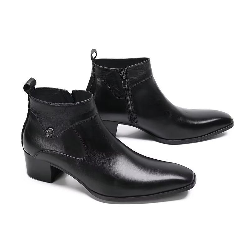 Herrstövlar Chic Leather Square Toe Dress Boots - Svart