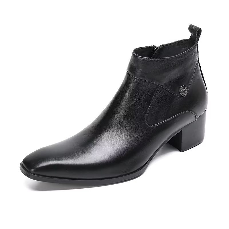 Herrstövlar Chic Leather Square Toe Dress Boots - Svart