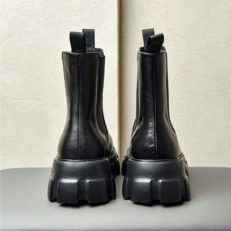 Herrstövlar Cow Leather Zipper Boots - Svart