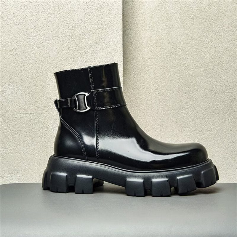 Herrstövlar Cow Leather Zipper Boots - Svart