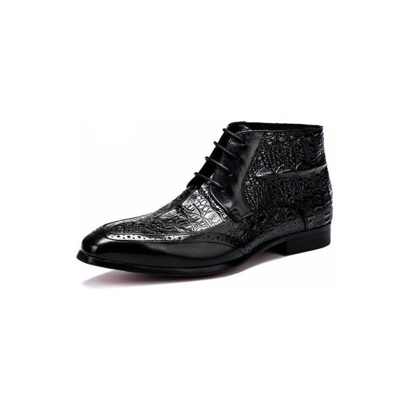 Herrstövlar Croc Texture Ankel Snörning Brogue Boots