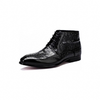 Herrstövlar Croc Texture Ankel Snörning Brogue Boots