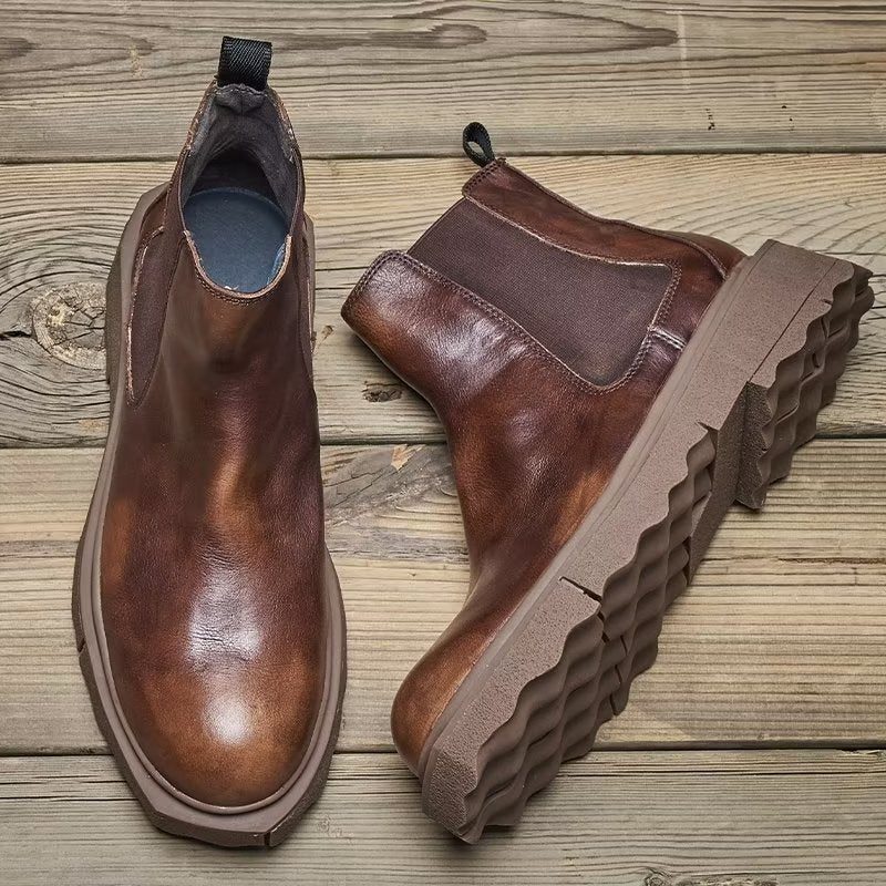 Herrstövlar Elegance Slip On Ankel Boots - Kaffe