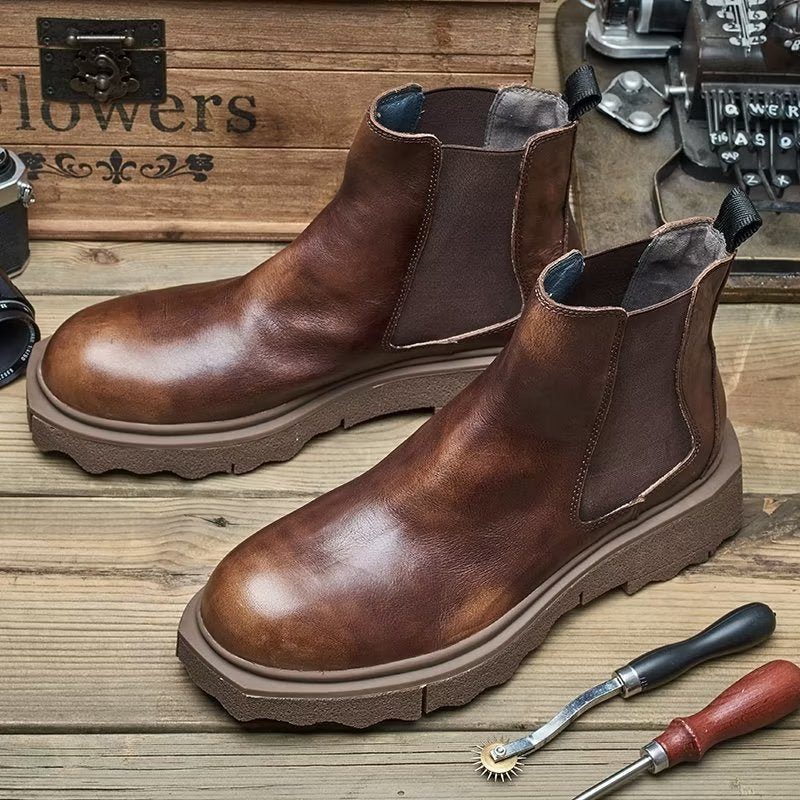 Herrstövlar Elegance Slip On Ankel Boots - Kaffe