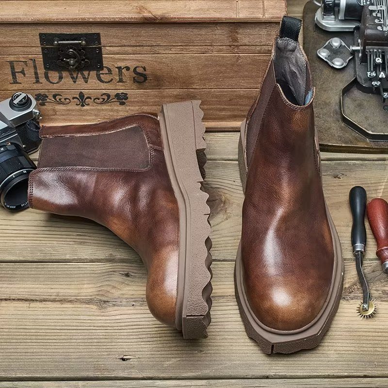 Herrstövlar Elegance Slip On Ankel Boots - Kaffe