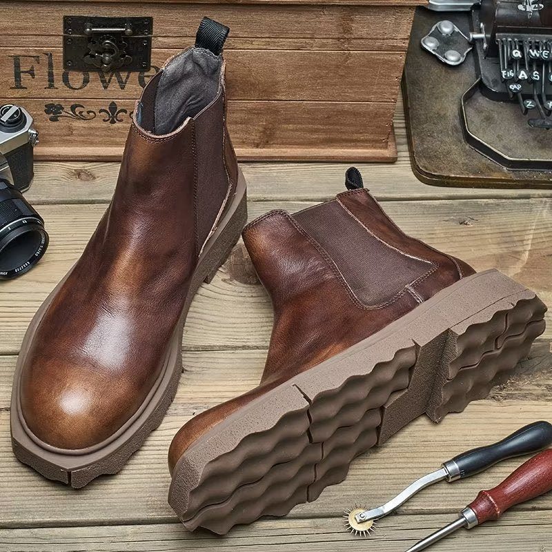 Herrstövlar Elegance Slip On Ankel Boots - Kaffe