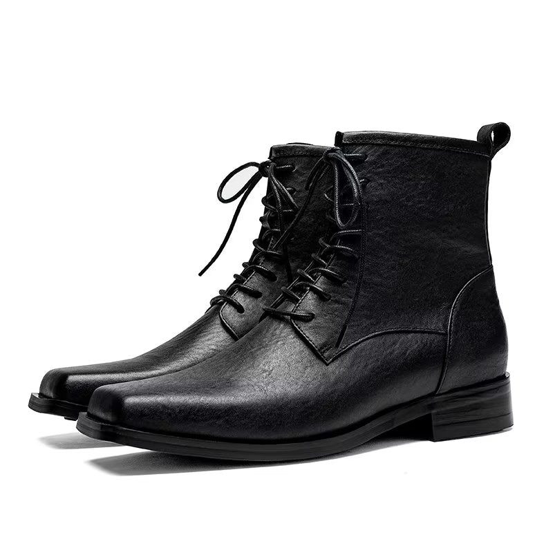 Herrstövlar Elegant Äkta Läder Square Toe Chelsea Boots