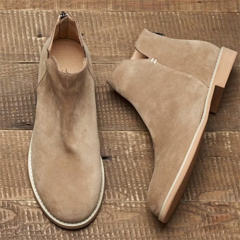 Herrstövlar Elegant Kohud Slip On Ankel Booties - Kaki