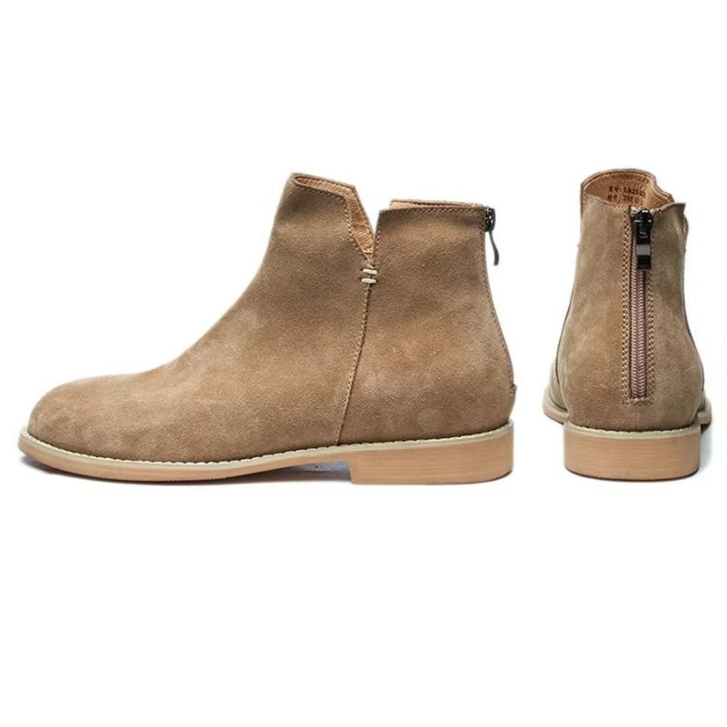 Herrstövlar Elegant Kohud Slip On Ankel Booties - Kaki