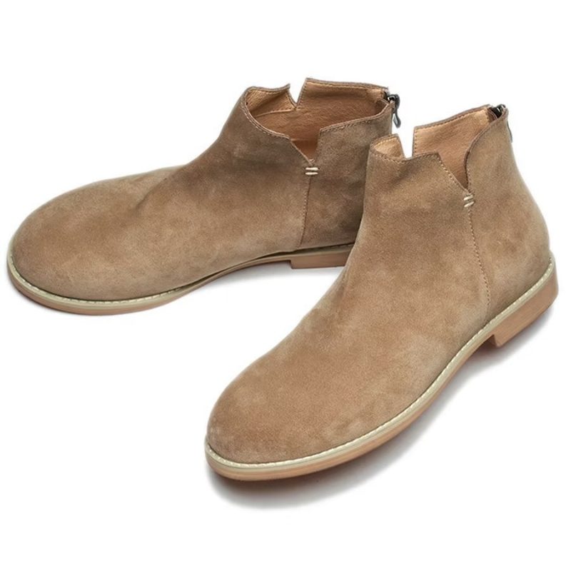 Herrstövlar Elegant Kohud Slip On Ankel Booties - Kaki