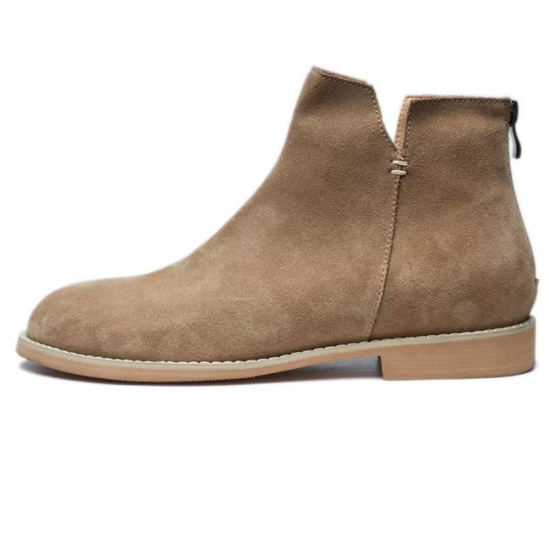 Herrstövlar Elegant Kohud Slip On Ankel Booties - Kaki