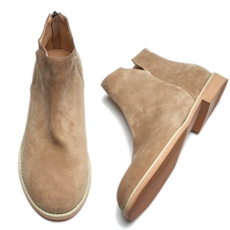 Herrstövlar Elegant Kohud Slip On Ankel Booties - Kaki