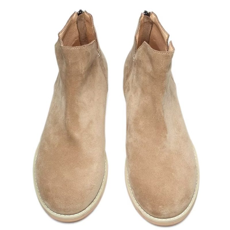 Herrstövlar Elegant Kohud Slip On Ankel Booties - Kaki