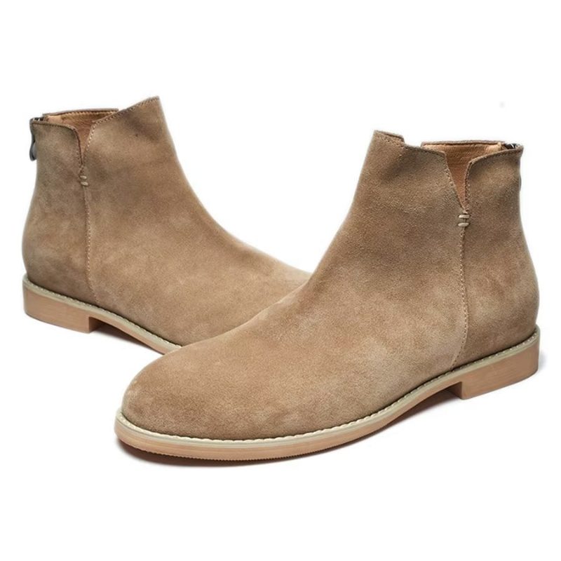 Herrstövlar Elegant Kohud Slip On Ankel Booties - Kaki