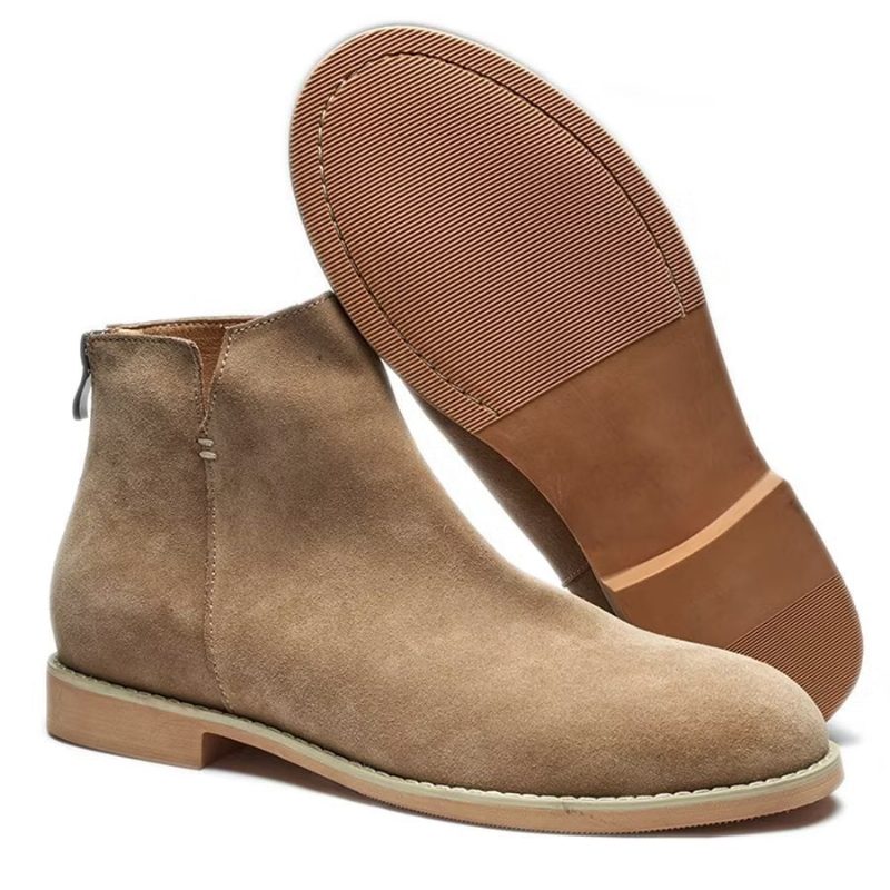 Herrstövlar Elegant Kohud Slip On Ankel Booties - Kaki