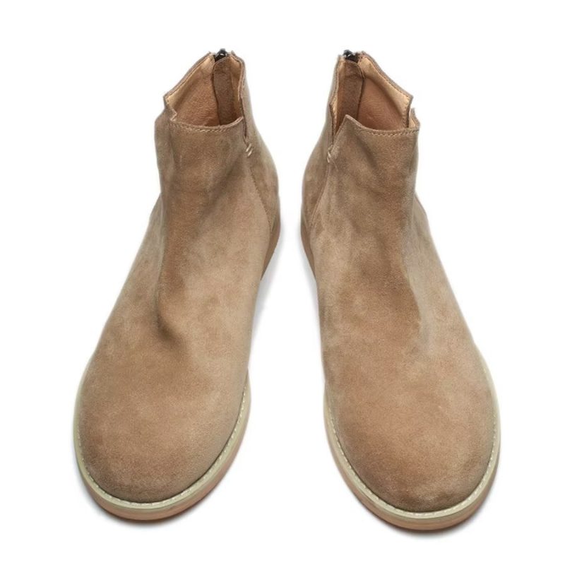 Herrstövlar Elegant Kohud Slip On Ankel Booties - Kaki