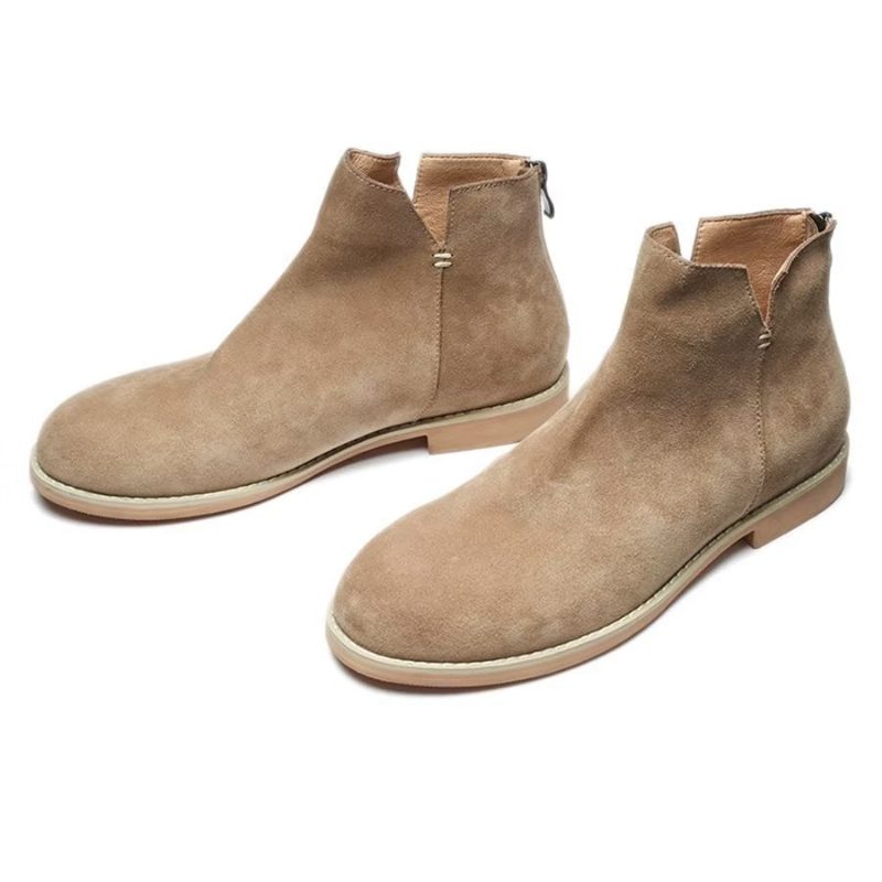 Herrstövlar Elegant Kohud Slip On Ankel Booties - Kaki