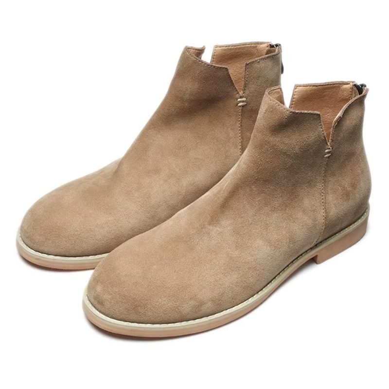 Herrstövlar Elegant Kohud Slip On Ankel Booties - Kaki