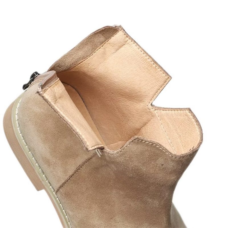 Herrstövlar Elegant Kohud Slip On Ankel Booties - Kaki