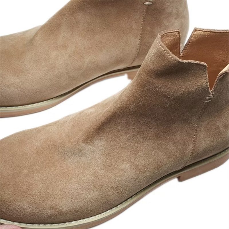 Herrstövlar Elegant Kohud Slip On Ankel Booties - Kaki