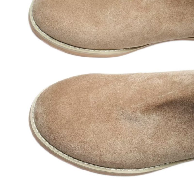 Herrstövlar Elegant Kohud Slip On Ankel Booties - Kaki