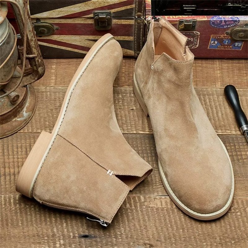 Herrstövlar Elegant Kohud Slip On Ankel Booties - Kaki