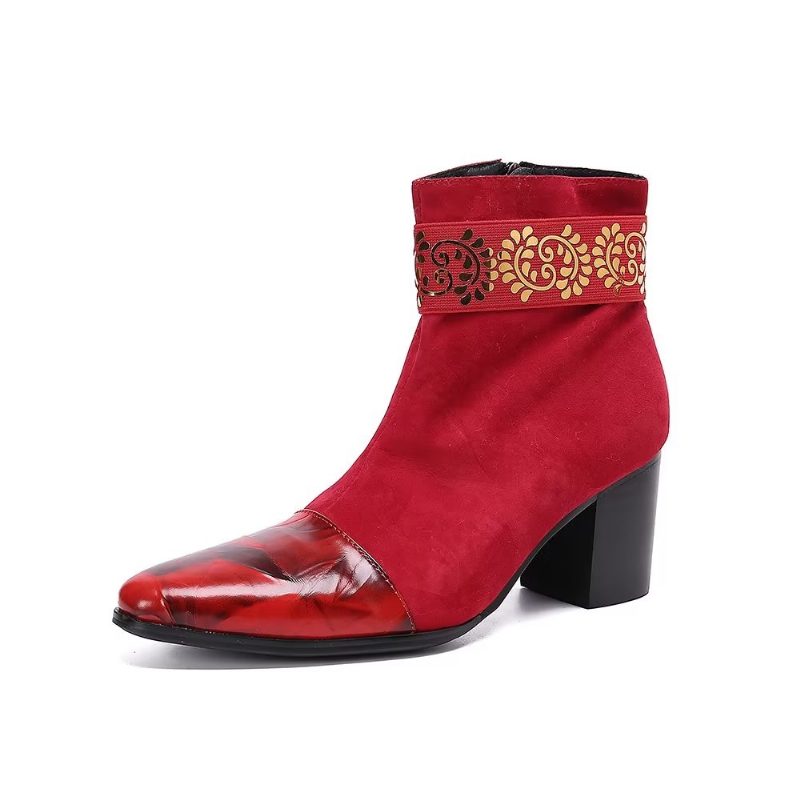 Herrstövlar Exotic Texture Dress Boots - Rött