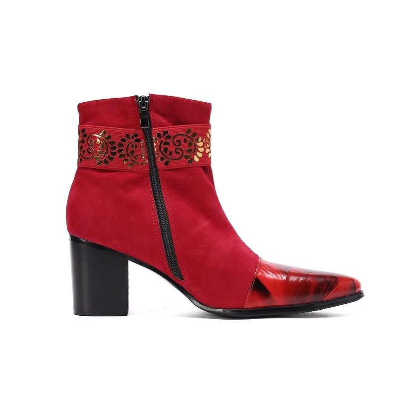 Herrstövlar Exotic Texture Dress Boots - Rött