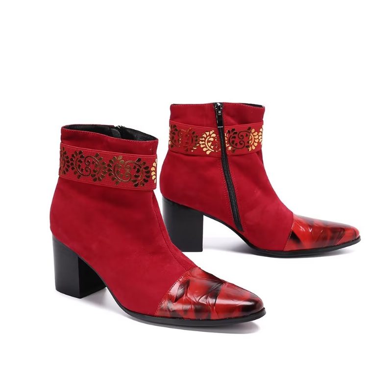 Herrstövlar Exotic Texture Dress Boots - Rött