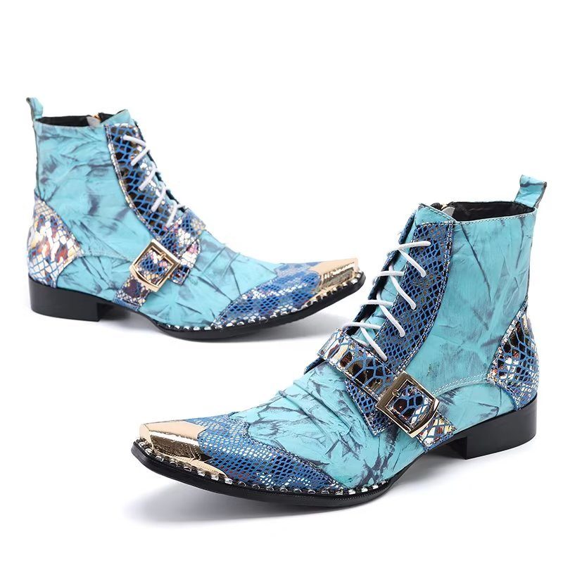 Herrstövlar Exotic Texture High Dress Boots - Blå