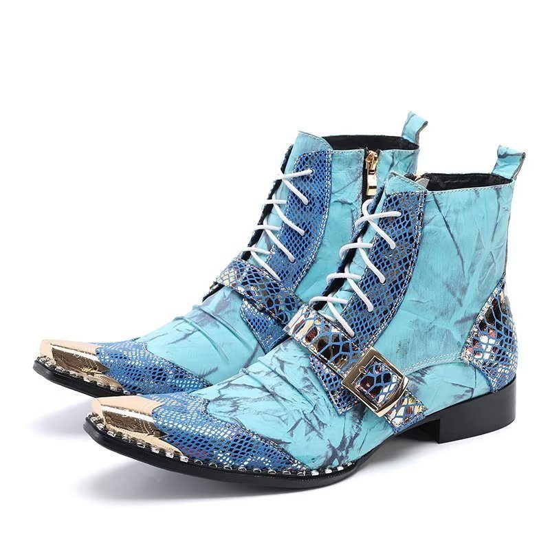 Herrstövlar Exotic Texture High Dress Boots - Blå