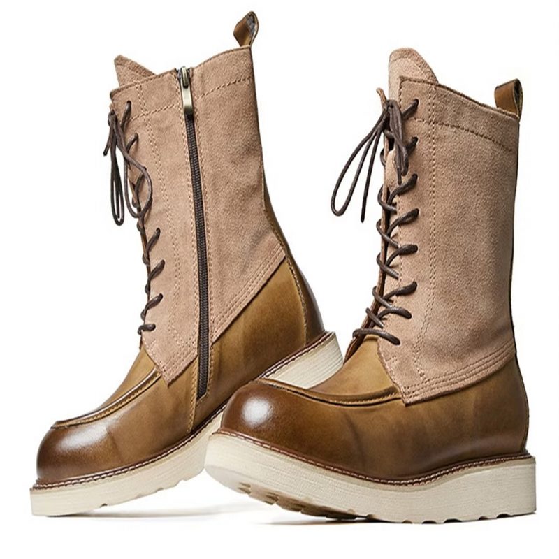 Herrstövlar Fårskinn Chic Vintage Ankel Boots - Kaki