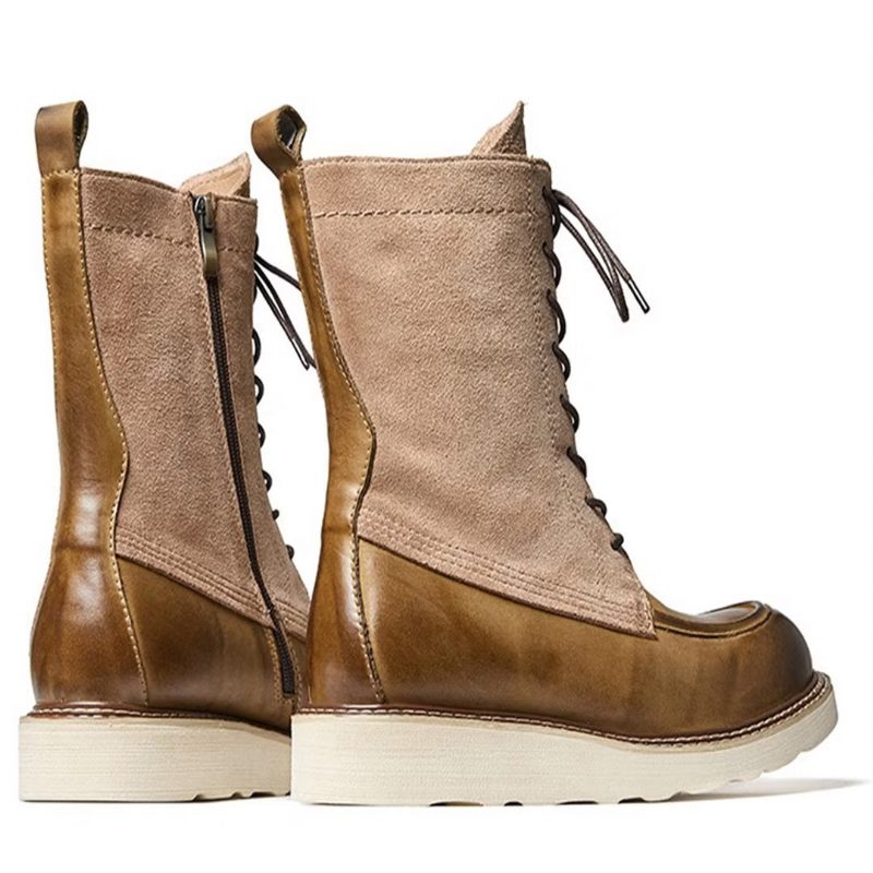 Herrstövlar Fårskinn Chic Vintage Ankel Boots - Kaki