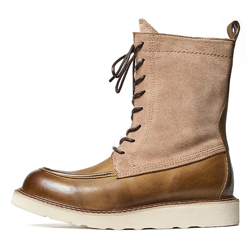 Herrstövlar Fårskinn Chic Vintage Ankel Boots - Kaki