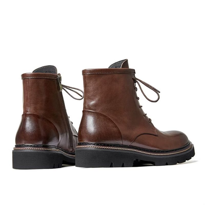 Herrstövlar Fårskinn Chic Vintage Chunky Ankel Boots - Brun