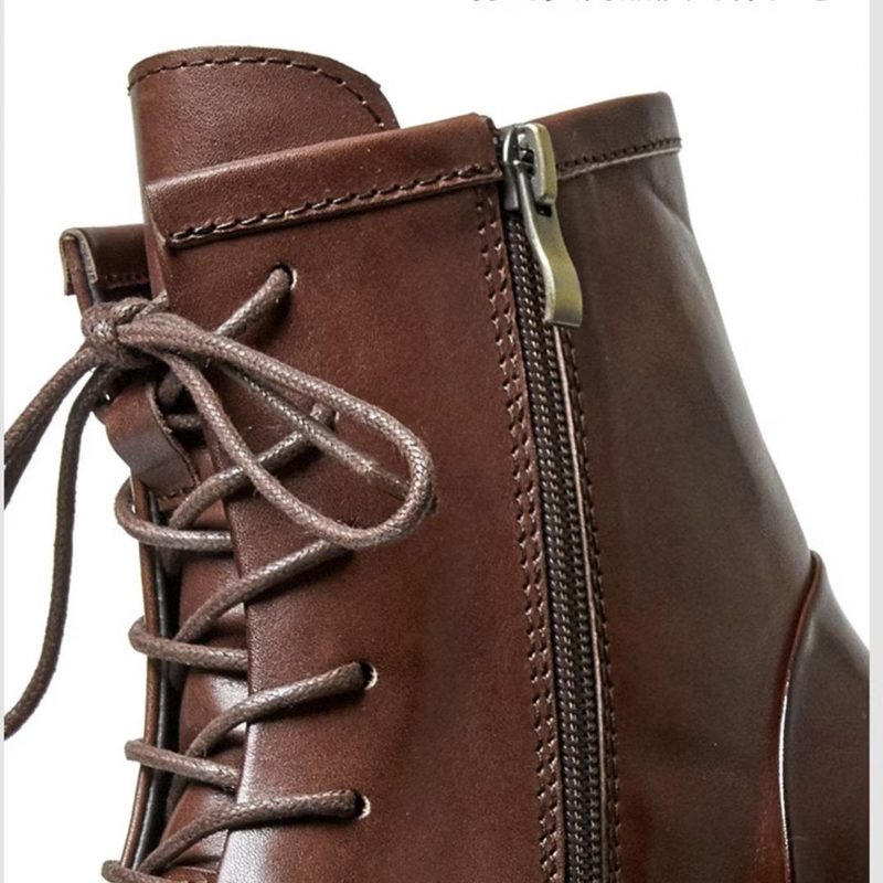 Herrstövlar Fårskinn Chic Vintage Chunky Ankel Boots - Brun