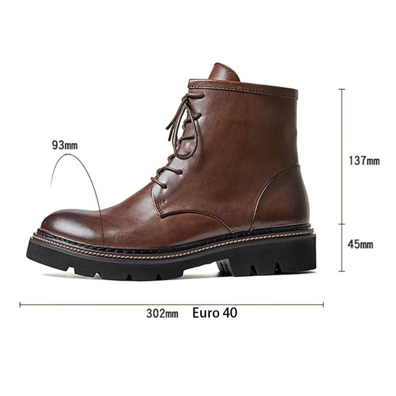 Herrstövlar Fårskinn Chic Vintage Chunky Ankel Boots - Brun