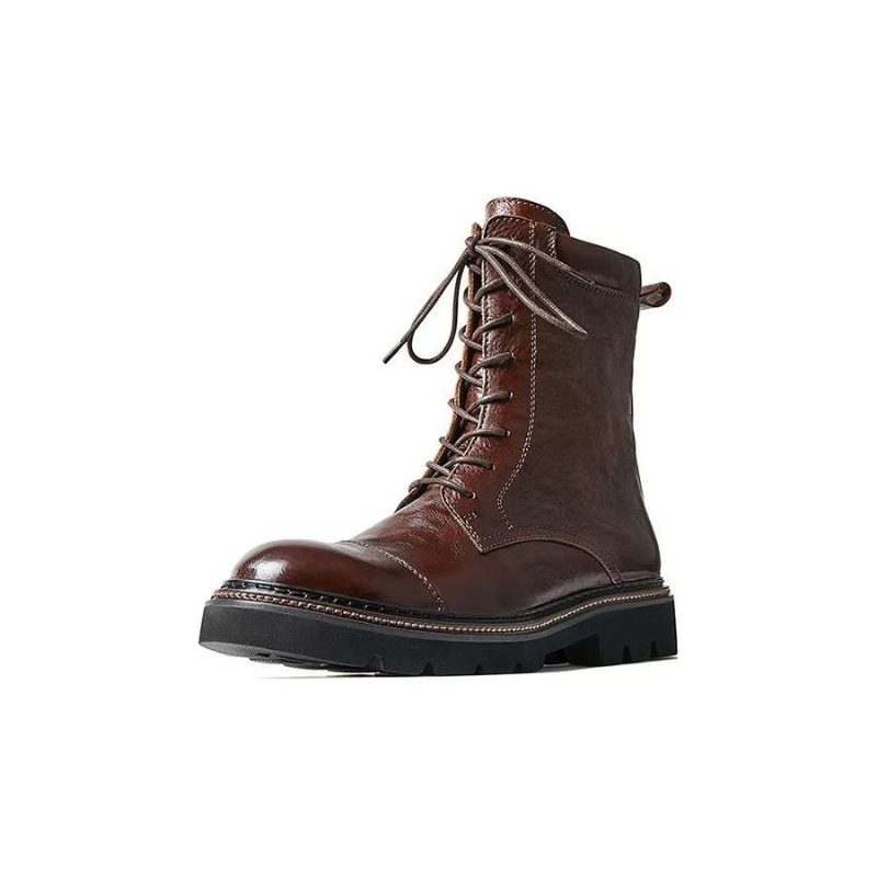 Herrstövlar Fårskinn Chic Vintage Zipper Ankel Boots - Brun