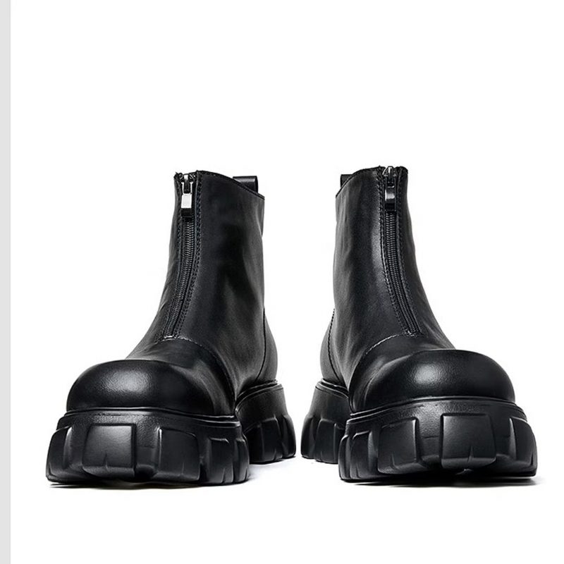 Herrstövlar Fårskinn Chic Zipper Vintage Martin Boots - Svart