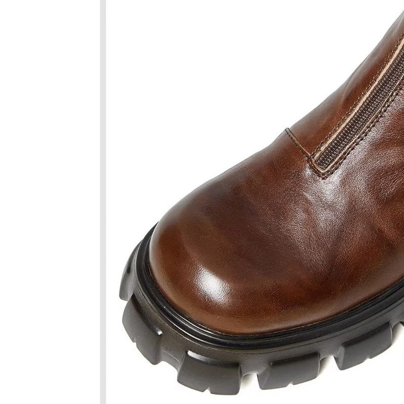 Herrstövlar Fårskinn Chic Zipper Vintage Martin Boots - Brun