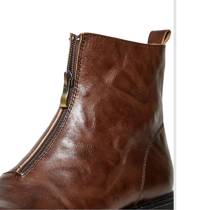 Herrstövlar Fårskinn Chic Zipper Vintage Martin Boots - Brun