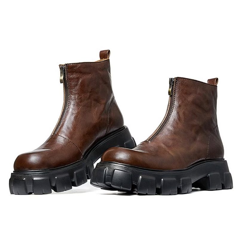 Herrstövlar Fårskinn Chic Zipper Vintage Martin Boots - Brun