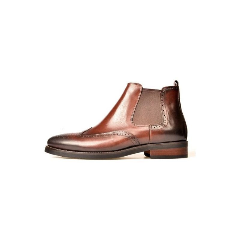 Herrstövlar Flat Slip On Designer Ankel Boots - Kaffe