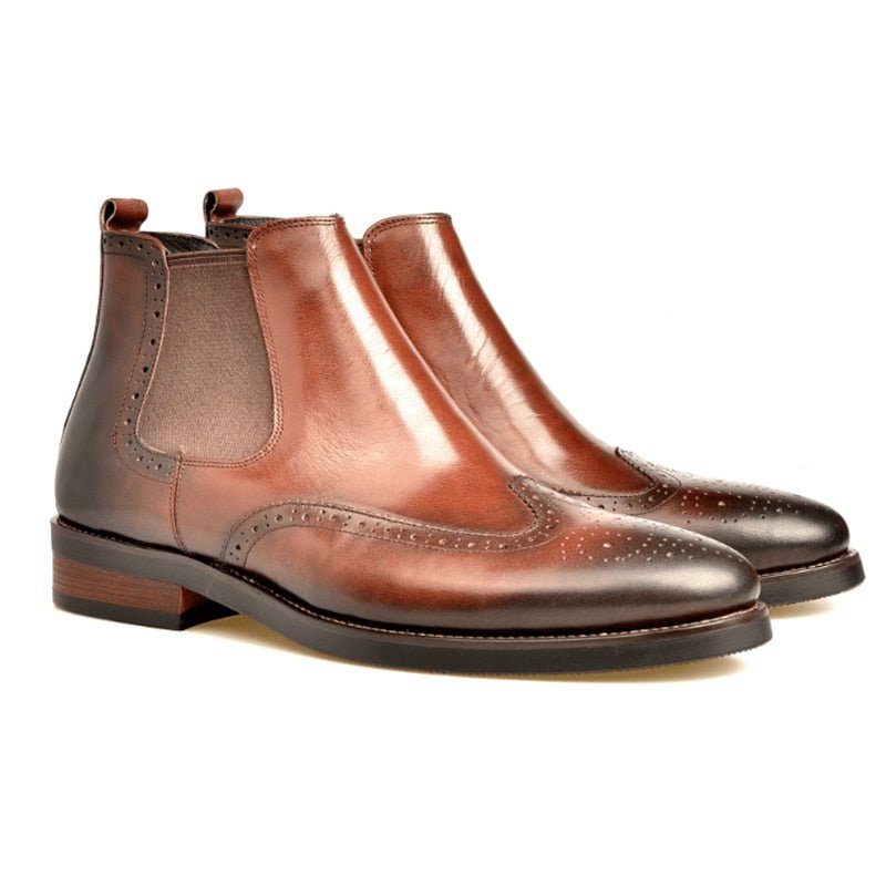 Herrstövlar Flat Slip On Designer Ankel Boots - Kaffe