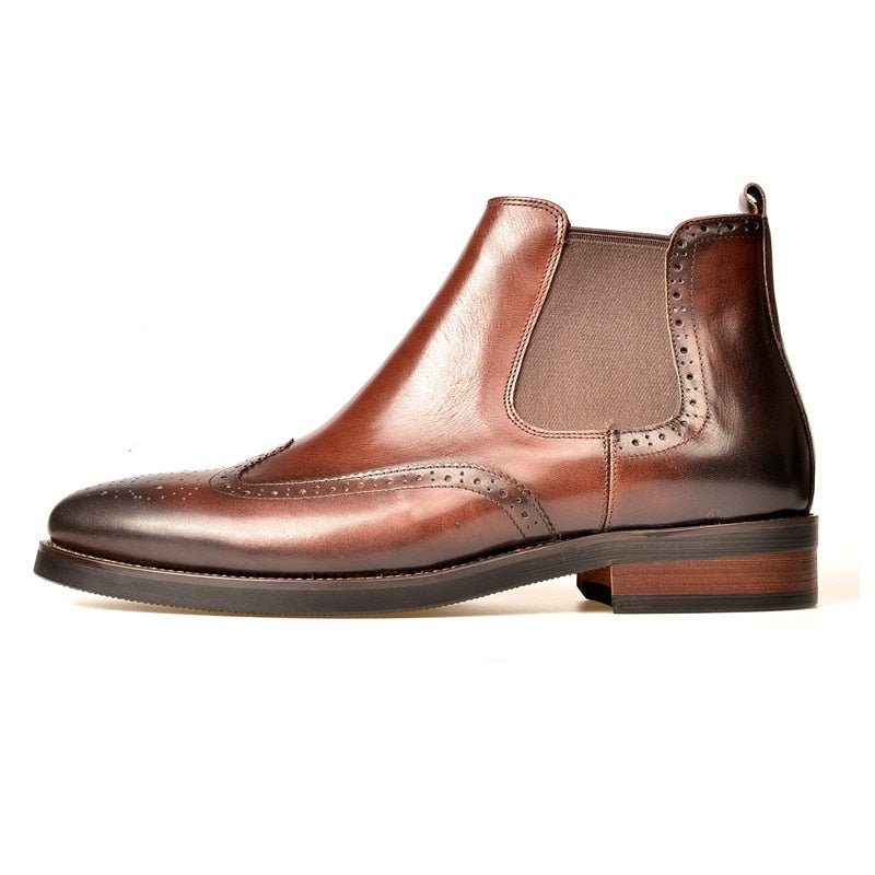 Herrstövlar Flat Slip On Designer Ankel Boots - Kaffe